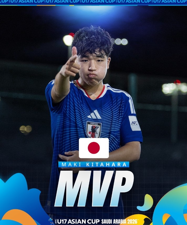北原槙包攬U17亞洲杯金靴+MVP，兩戰(zhàn)中國(guó)均破門
